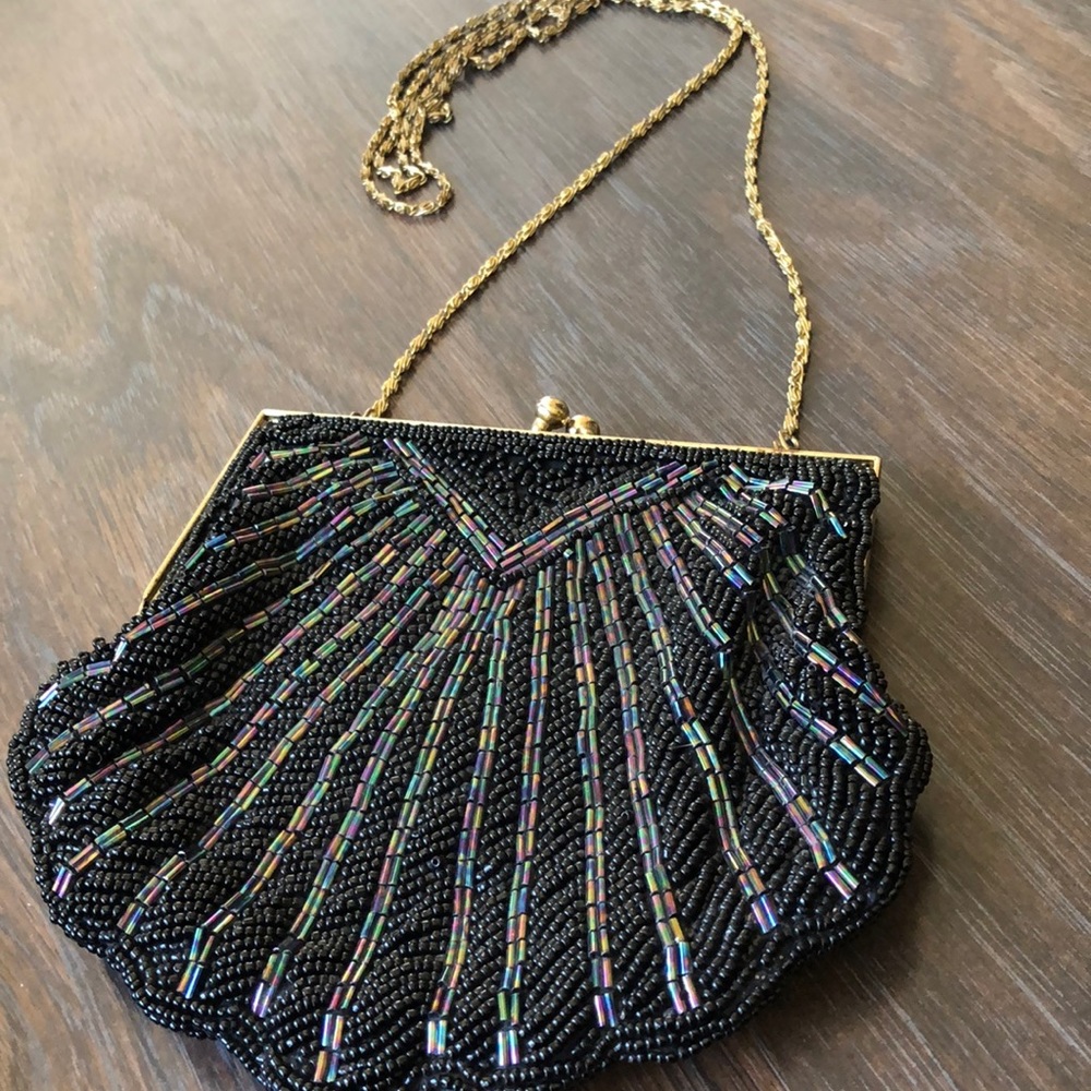 VNT beautiful black bead Scalloped handbag - Picture 14 of 16